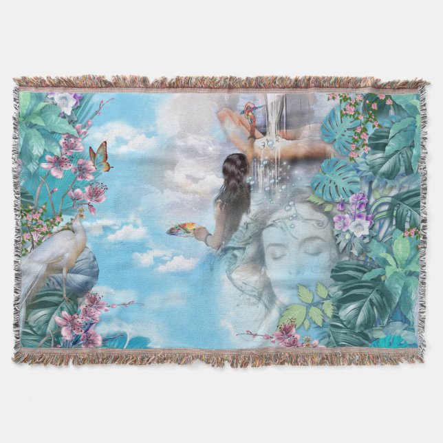 Tropische Surrealismus-Fantasie Decke (Vorderseite)