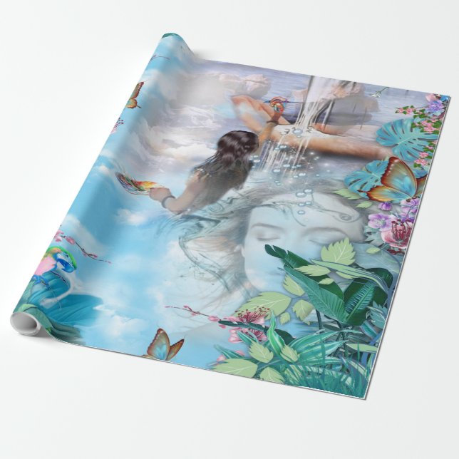 Tropische Surrealismus-Fantasie Geschenkpapier (Ungerollt)