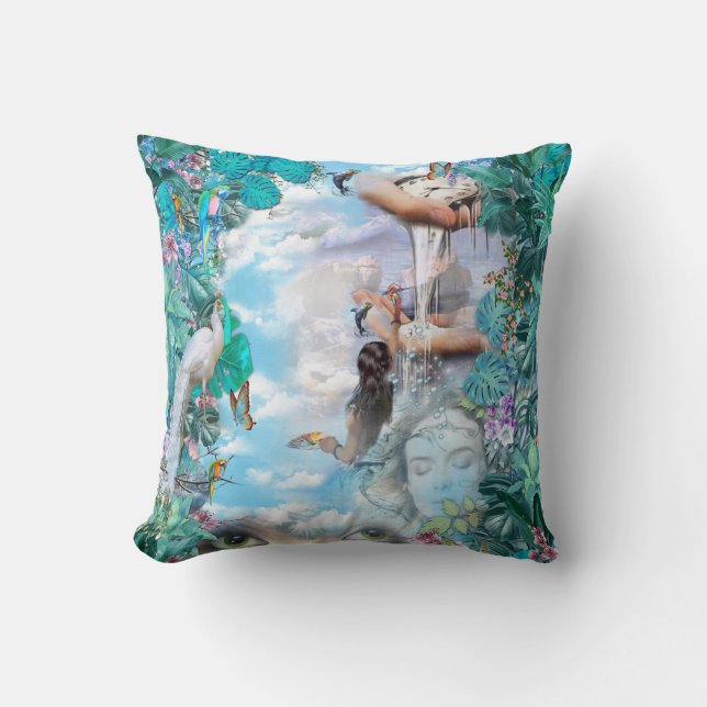 Tropische Surrealismus-Fantasie Kissen (Vorderseite)
