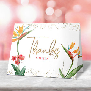 Tropische Sweet 16 Palmblatt-Wasserfarbe Goldschri Dankeskarte