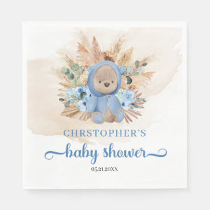 Tropische Teddybär Pampas Gras Babydusche Serviette