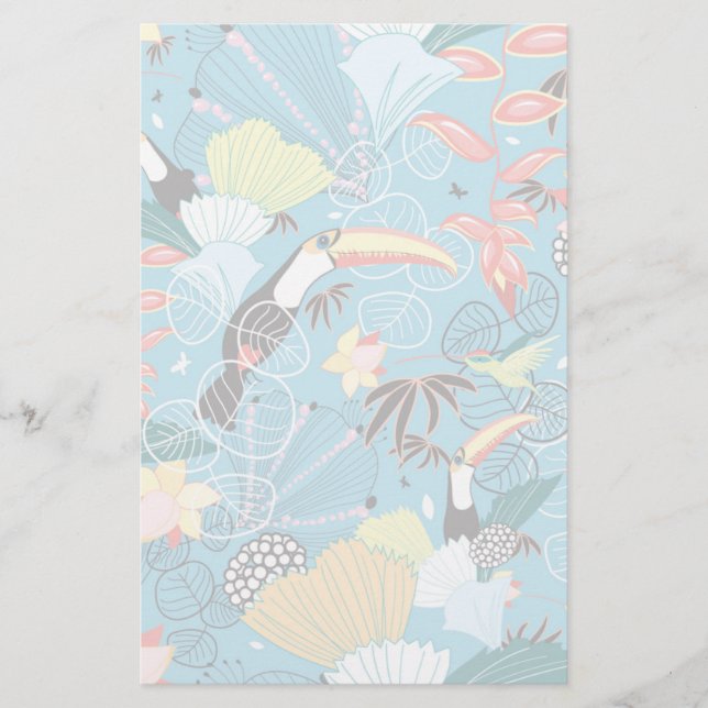 Tropische Textur mit Toucans und Hummingvögeln Briefpapier (Vorderseite)