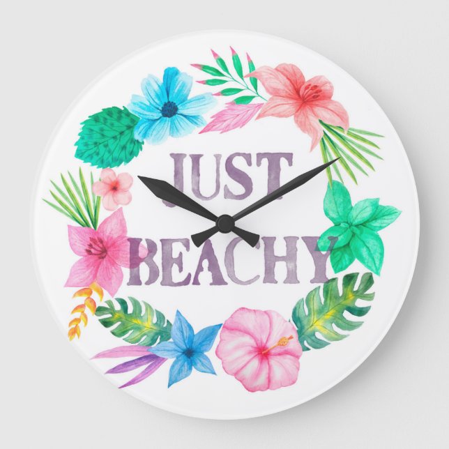 Tropische Themenuhr für Beach House Florida Zuhaus Große Wanduhr (Vorderseite)