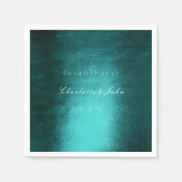 Tropische Tiefgrüne Minimal Aquamarine Metallische Serviette