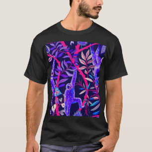 Tropische Tiere: blaues Affenmuster. T-Shirt