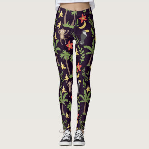 Tropische Tiere nahtlos Muster Affe & Makaw Leggings