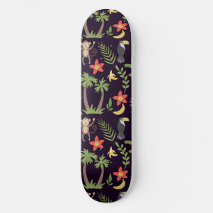 Tropische Tiere nahtlos Muster Affe & Makaw Skateboard
