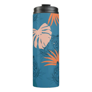 Tropische Tiger-Blätter Deep Blue Thermosbecher