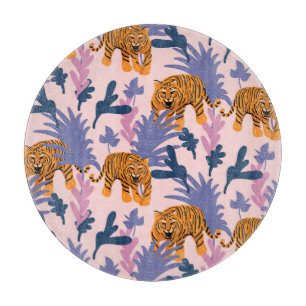 Tropische Tiger-Dschungel im Vintage-Muster Schneidebrett