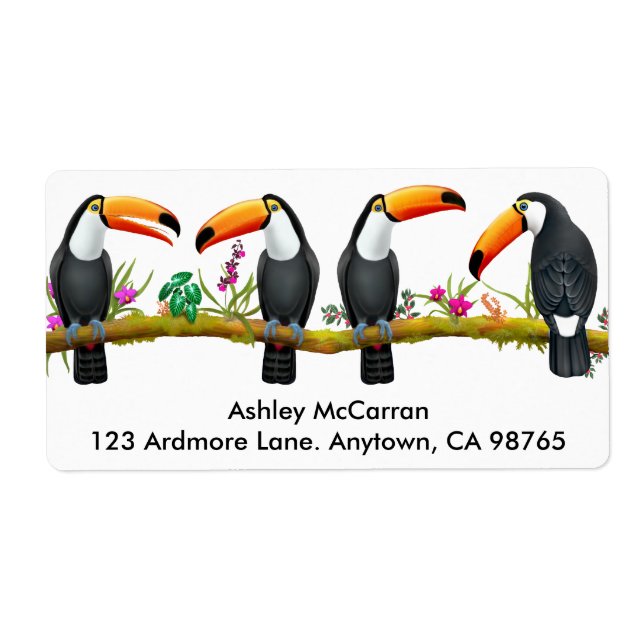 Tropische Toucan Birds Labels (Vorne)