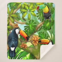 Tropische Toucan Dschungel Sherpa Decke