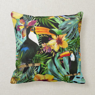 Tropische Toucan Paradies-Palmen-Ananas modern Kissen