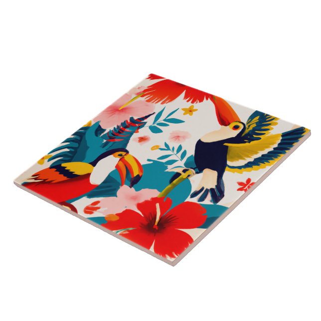 Tropische Toucan-Vogelkunst-Fliesen Fliese (Seite)