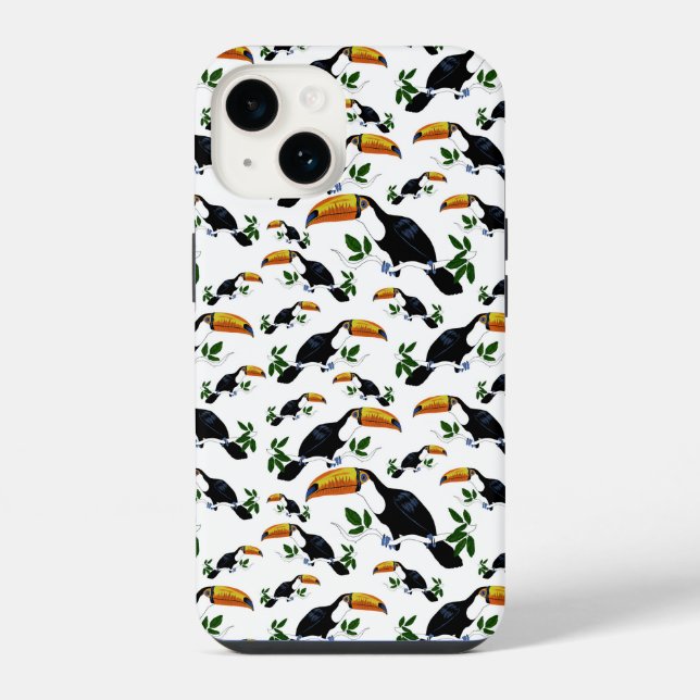 Tropische Toucans - spielerischer Dschungel iPhone 14 Hülle (Rückseite)