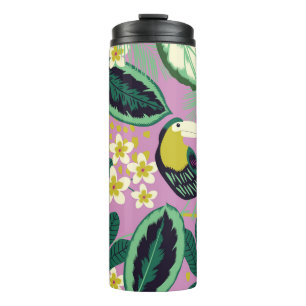 Tropische Tukane: Blumenmuster Thermosbecher