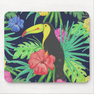 Tropische Tukane und Blätter Regenwald Mousepad