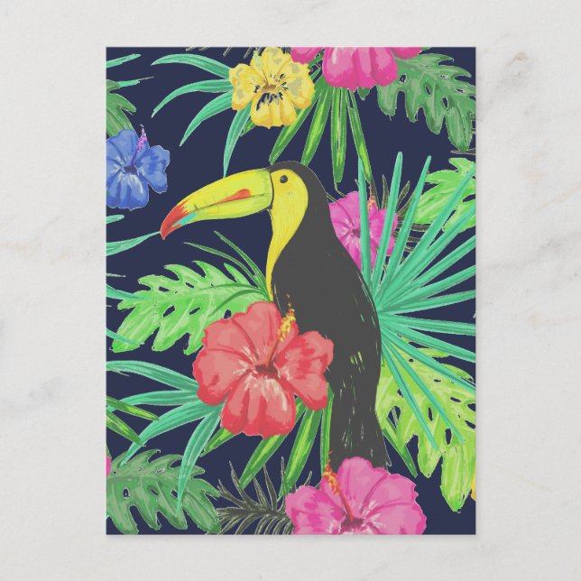Tropische Tukane und Blätter Regenwald Postkarte (Vorderseite)