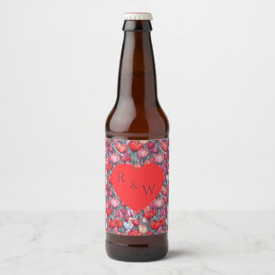 Tropische Tulpen-Blumen-Hochzeit im Herbst Bierflaschenetikett