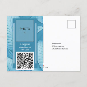 Tropische Türkisblaue Hochzeitsanzeige Postkarte