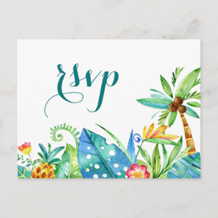 Tropische UAWG-Hochzeit in Wasserfarben Postkarte
