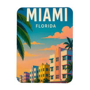 Tropische Ufer-Skyline von Miami Florida Magnet