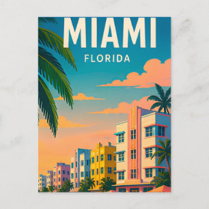 Tropische Ufer-Skyline von Miami Florida Postkarte