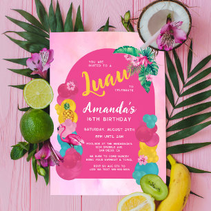 Tropische und farbenfrohe Luau-Party Einladung