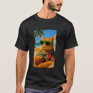 Tropische Urlaubskatze entspannt in einer Hängemat T-Shirt