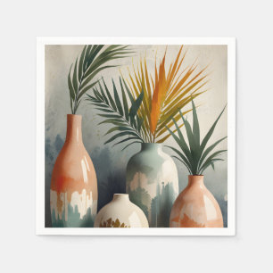 Tropische Vasen in Aquarellfarben Serviette