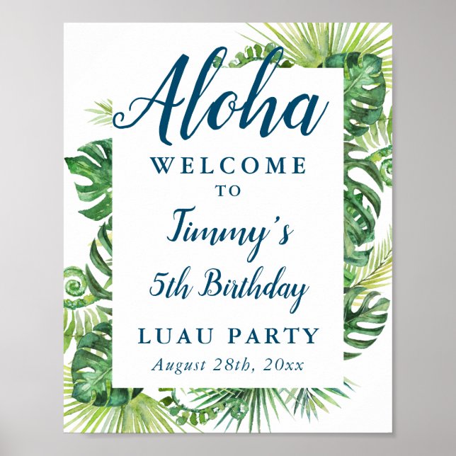 Tropische Vegetation Aloha Luau Geburtstagszeichen Poster (Vorne)