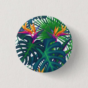 Tropische Vegetation Dschungel Blätter Paradies Button