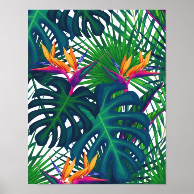 Tropische Vegetation Dschungel Blätter Paradies Poster (Vorne)