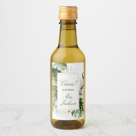 Tropische Vegetation Mini Weinflasche Weinetikett