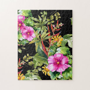 Tropische Vegetation Pink Yellow Boho Floral