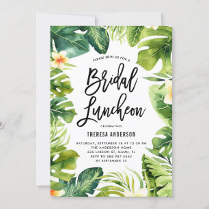 Tropische Vegetation und Plumeria Bridal Luncheon Einladung