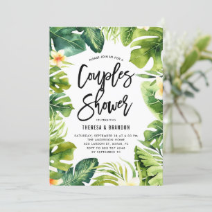 Tropische Vegetation und Plumeria Paare Dusche Einladung