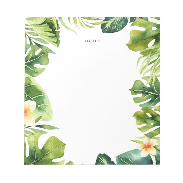 Tropische Vegetation und Plumeria-Rahmen Notizblock (Vorderseite)