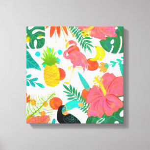 Tropische Vibes Florale Blätter Sommer Chic Leinwanddruck