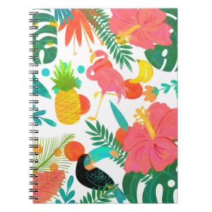 Tropische Vibes Florale Blätter Sommer Luau Notizblock