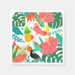 Tropische Vibes Florale Blätter Sommer Luau-Party Serviette