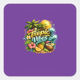 Tropische Vibes Tropisches Paradies Design Quadratischer Aufkleber