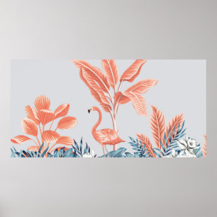 Tropische Vintage botanische Landschaft, rosa Palm Poster