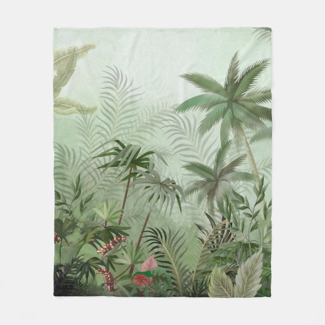 Tropische Vintage botanische Landschaftsdarstellun Fleecedecke (Vorderseite)
