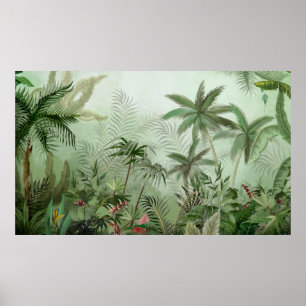Tropische Vintage botanische Landschaftsdarstellun Poster