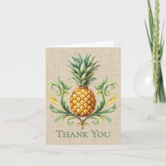 Tropische Vintage-Gelbe Ananas-Dankeskarten Dankeskarte