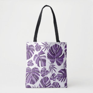 Tropische violette Monstera-Blätter nahtloses Must Tasche