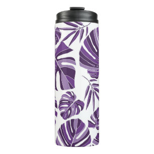 Tropische violette Monstera-Blätter nahtloses Must Thermosbecher