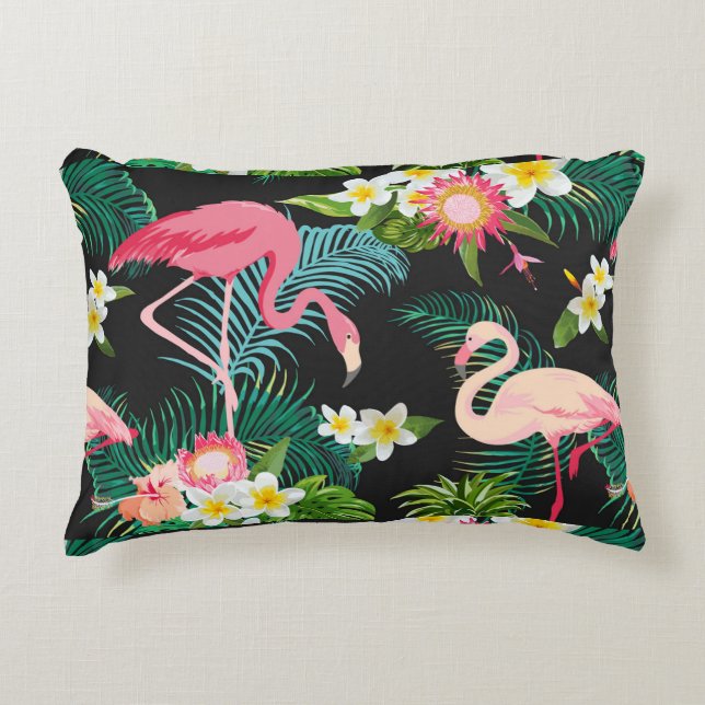 Tropische Vögel Blume Flamingo Wasserwelt Landscha Dekokissen (Vorderseite)