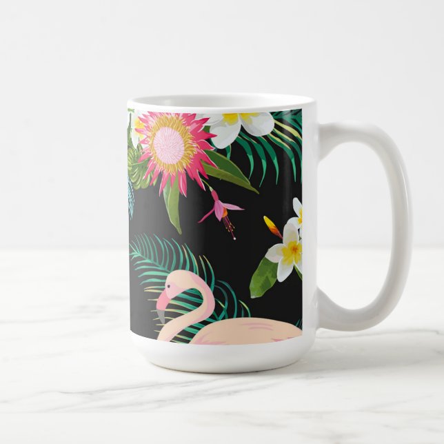 Tropische Vögel Blume Flamingo Wasserwelt Landscha Kaffeetasse (Rechts)