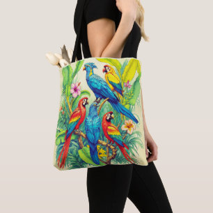 Tropische Vögel Botanische Illustration Tasche